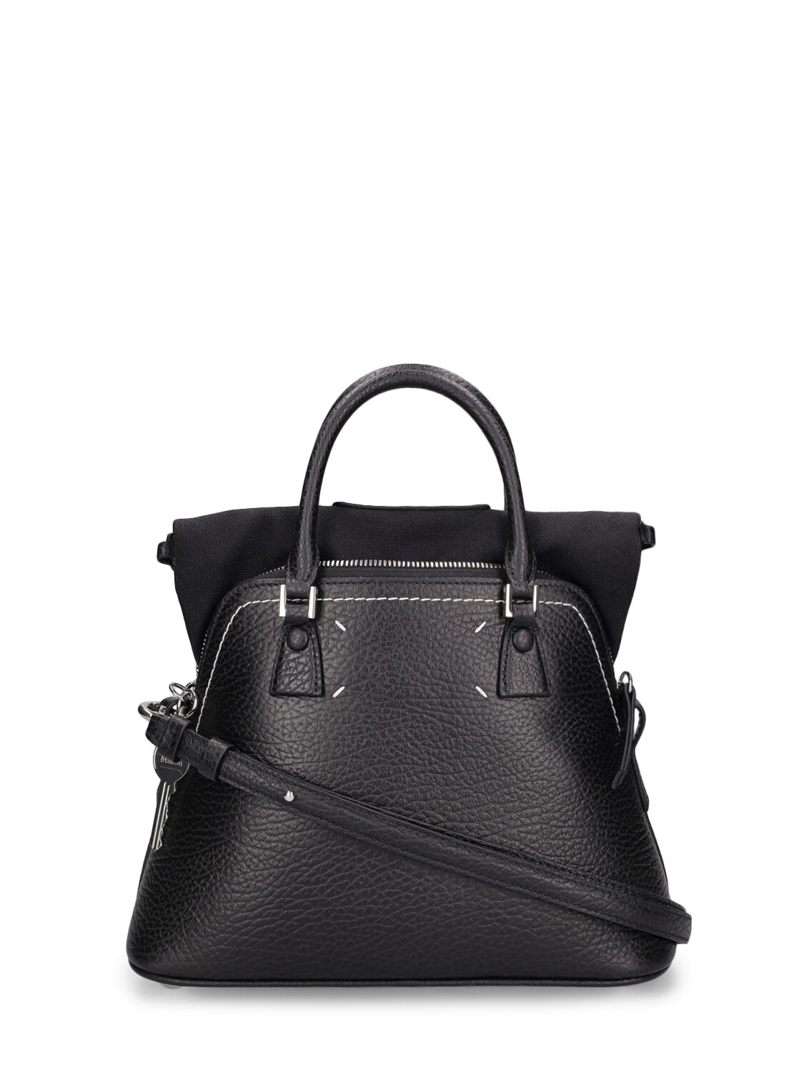 Shop Maison Margiela Mini 5ac Grained Leather Top Handle Bag In Black