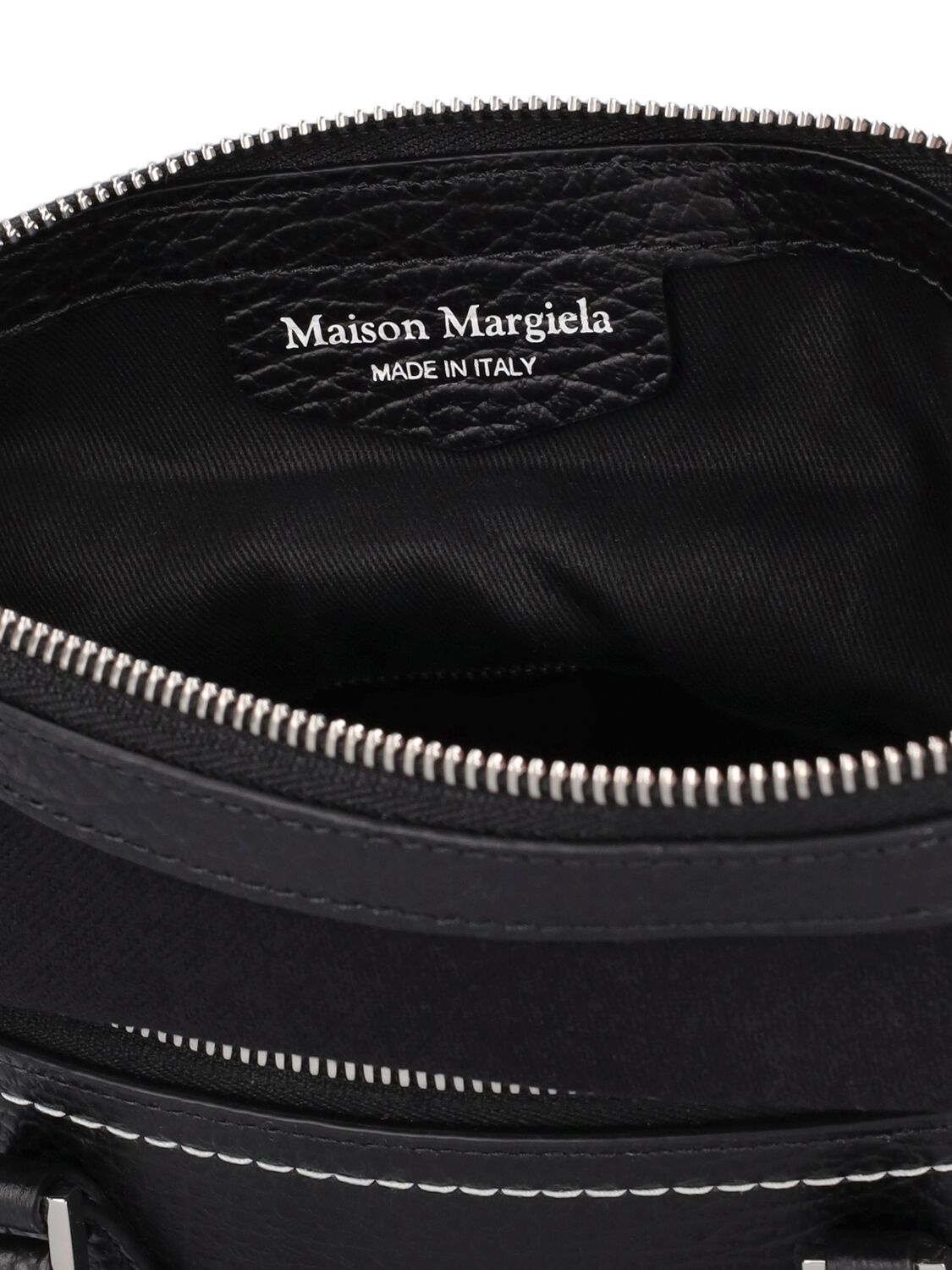 Shop Maison Margiela Mini 5ac Grained Leather Top Handle Bag In Black