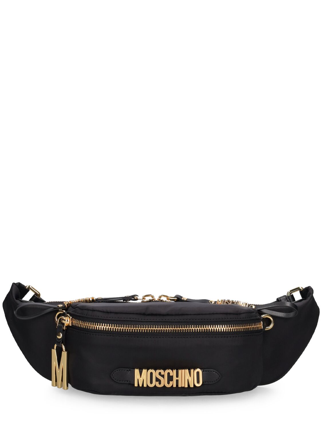 Moschino Multi-pocket Nylon Belt Bag In Black