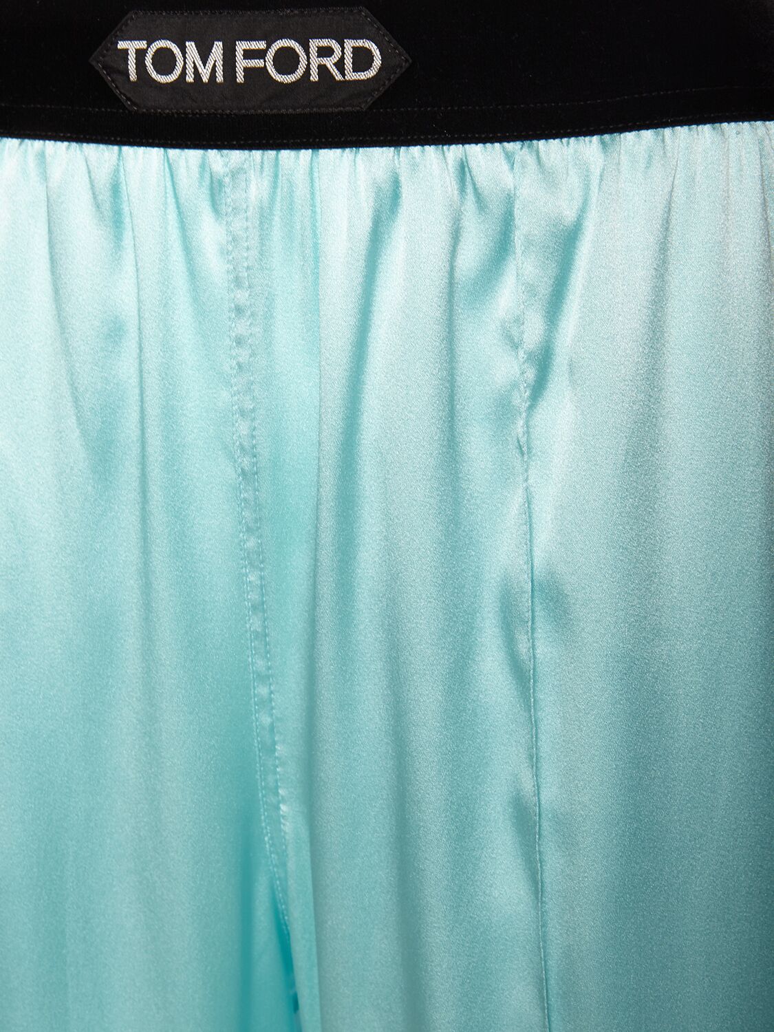 Shop Tom Ford Silk Satin Pajama Pants In Turquoise