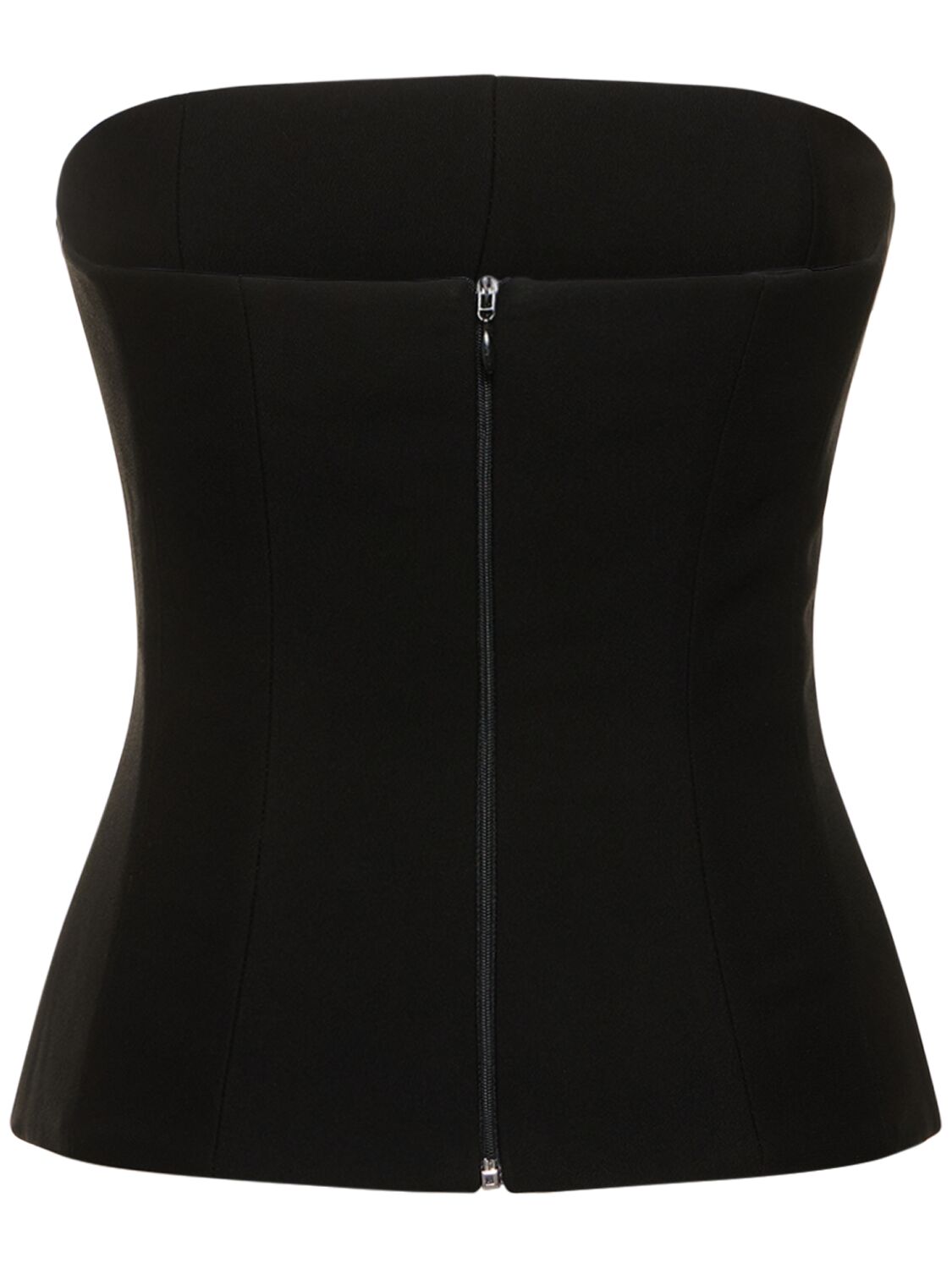 Shop Monot Strapless Crepe Bustier Top In Black