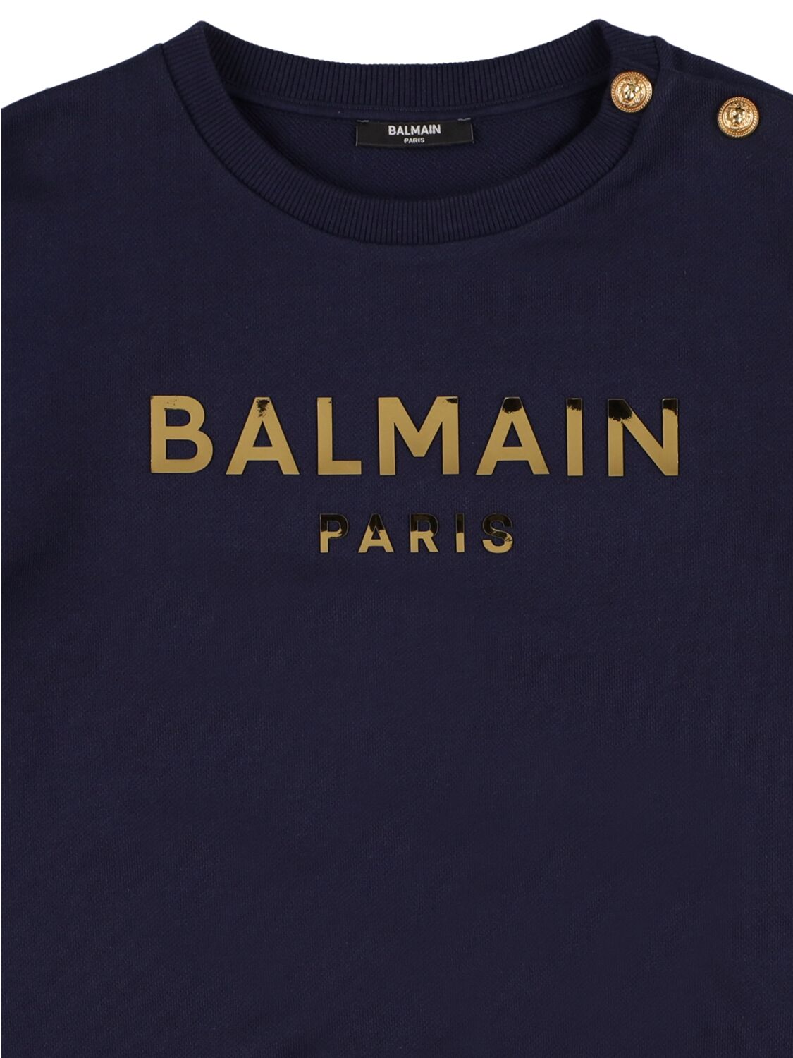 Shop Balmain Organic Cotton Jersey Sweatshirt In Navy
