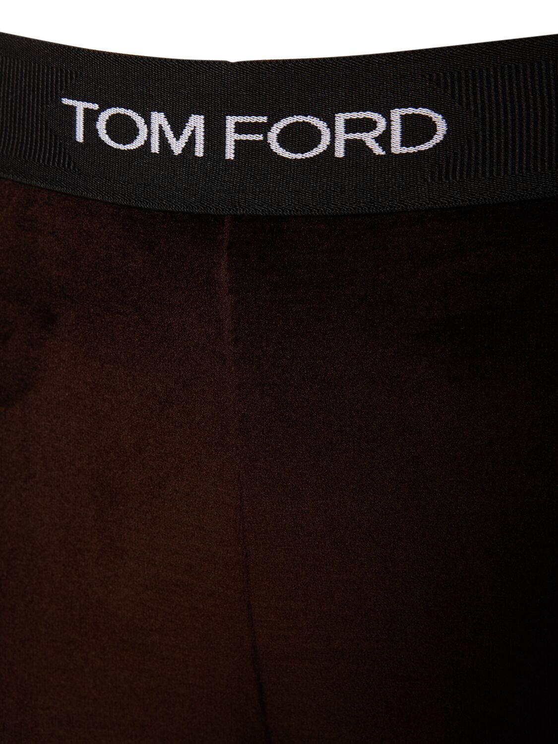 Shop Tom Ford Velvet Logo High Waist Leggings In Brown
