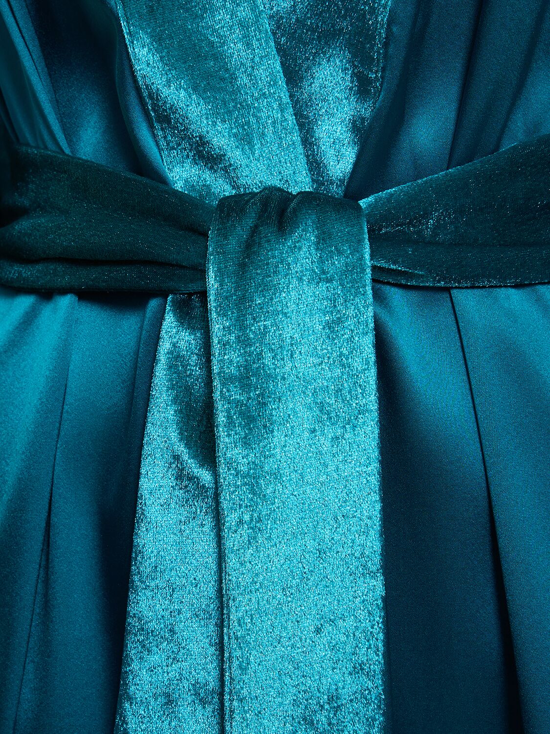 Shop Fleur Du Mal Velvet & Stretch Silk Robe In Aquamarine