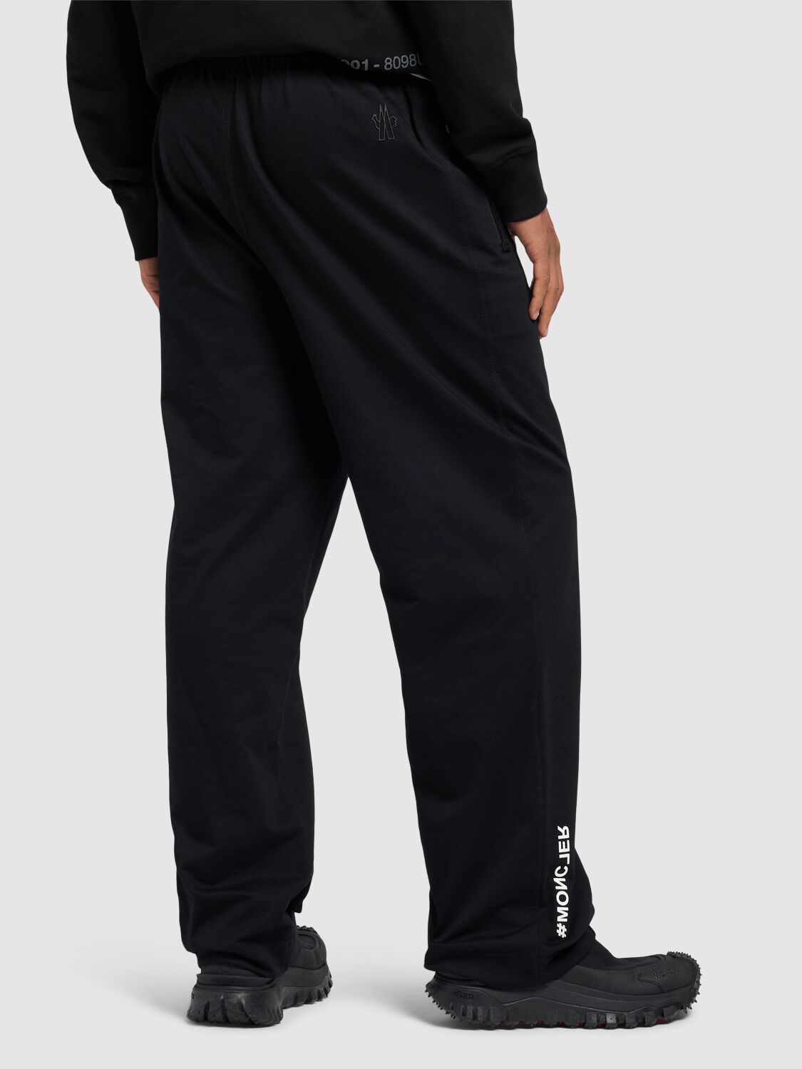 Shop Moncler Logo Cotton Track Pants In Black