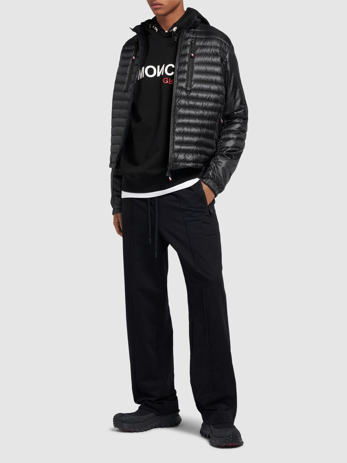 Shop Moncler Logo Cotton Track Pants In Black