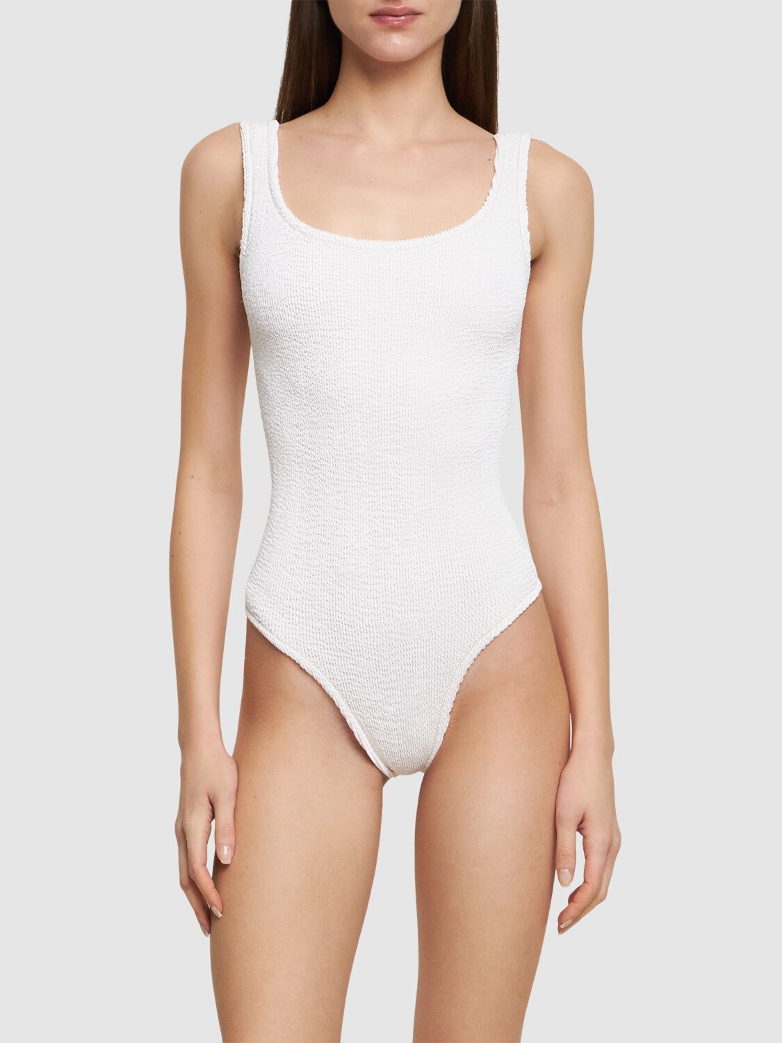 Shop Reina Olga Papaia Crinkled One Piece Swimsuit In White