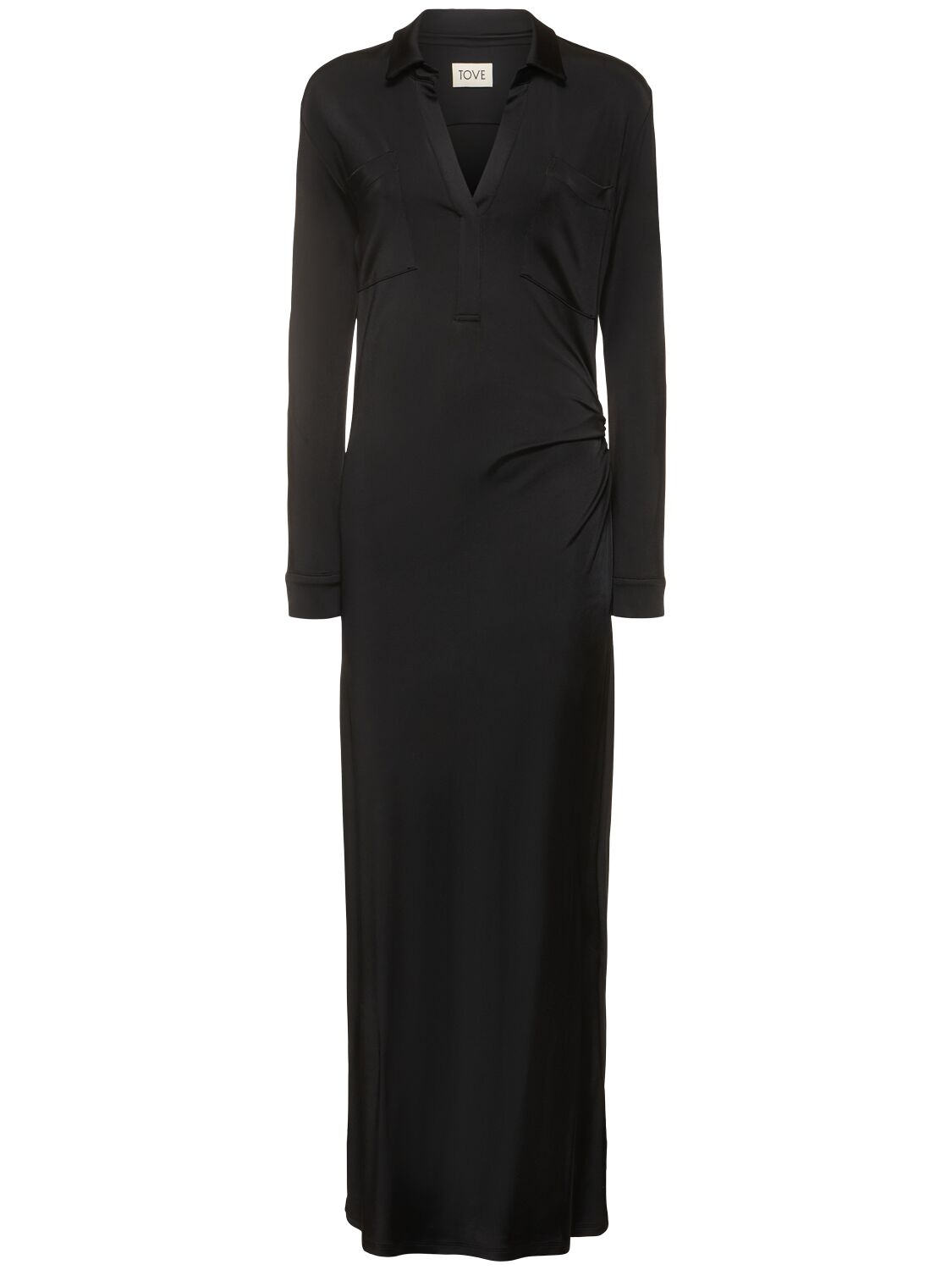 Shop Tove Iana Viscose Jersey L/s Long Dress In Black
