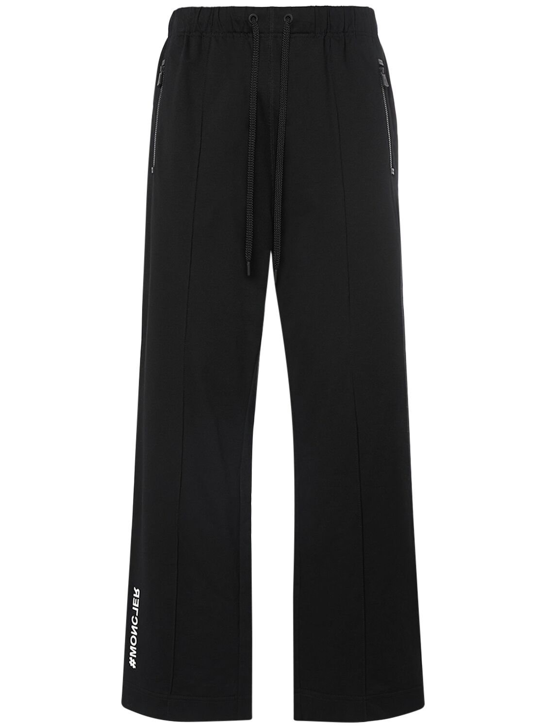 Moncler Logo Cotton Track Trousers In Black