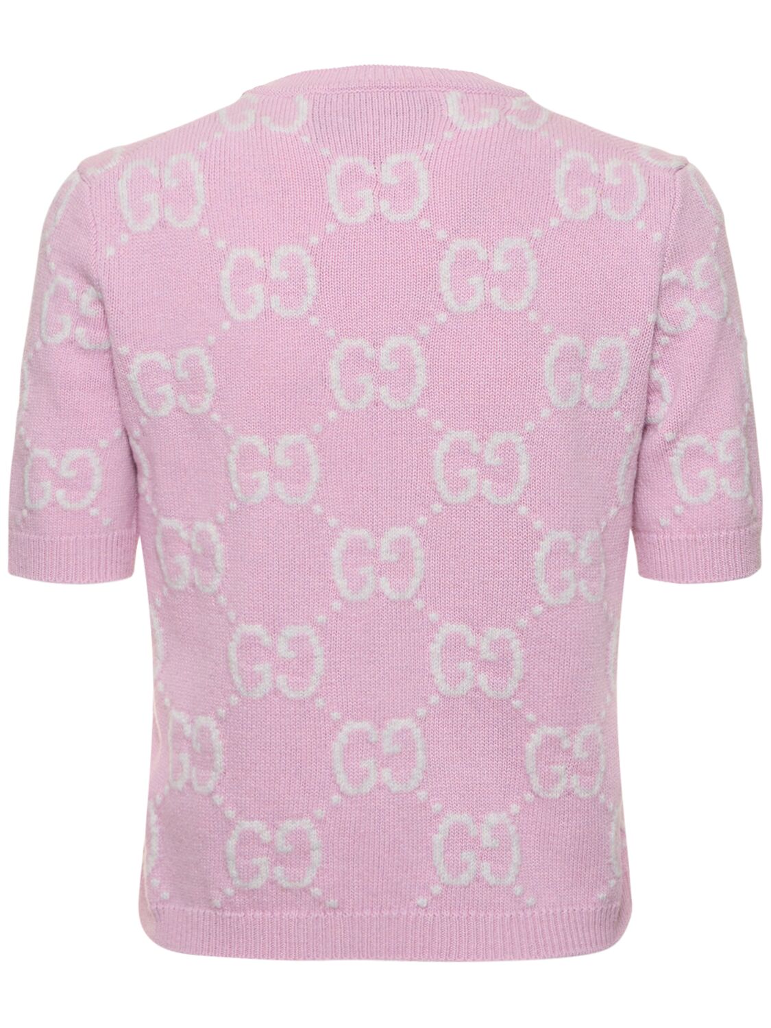 Shop Gucci Gg Wool Top In Faded Rose