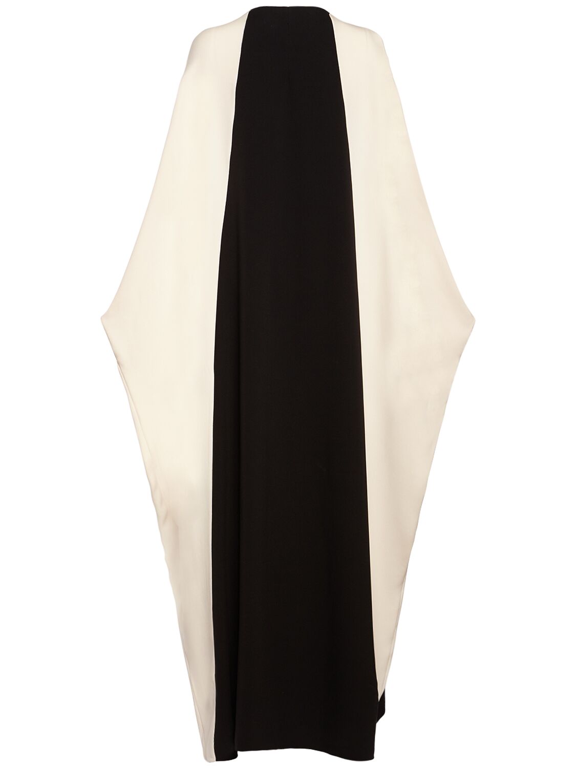 Shop Tom Ford Silk Georgette Bat Sleeve Long Dress In Black,ivory