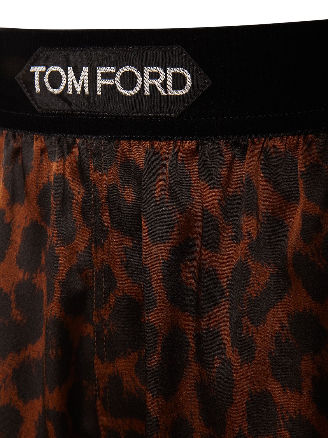 Shop Tom Ford Printed Silk Satin Boxers In Black,brown