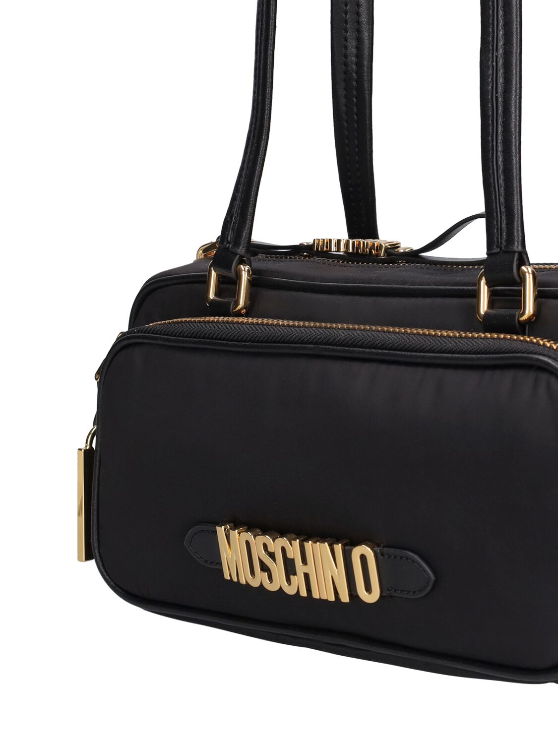 Shop Moschino Multi-pocket Nylon Shoulder Bag In Black