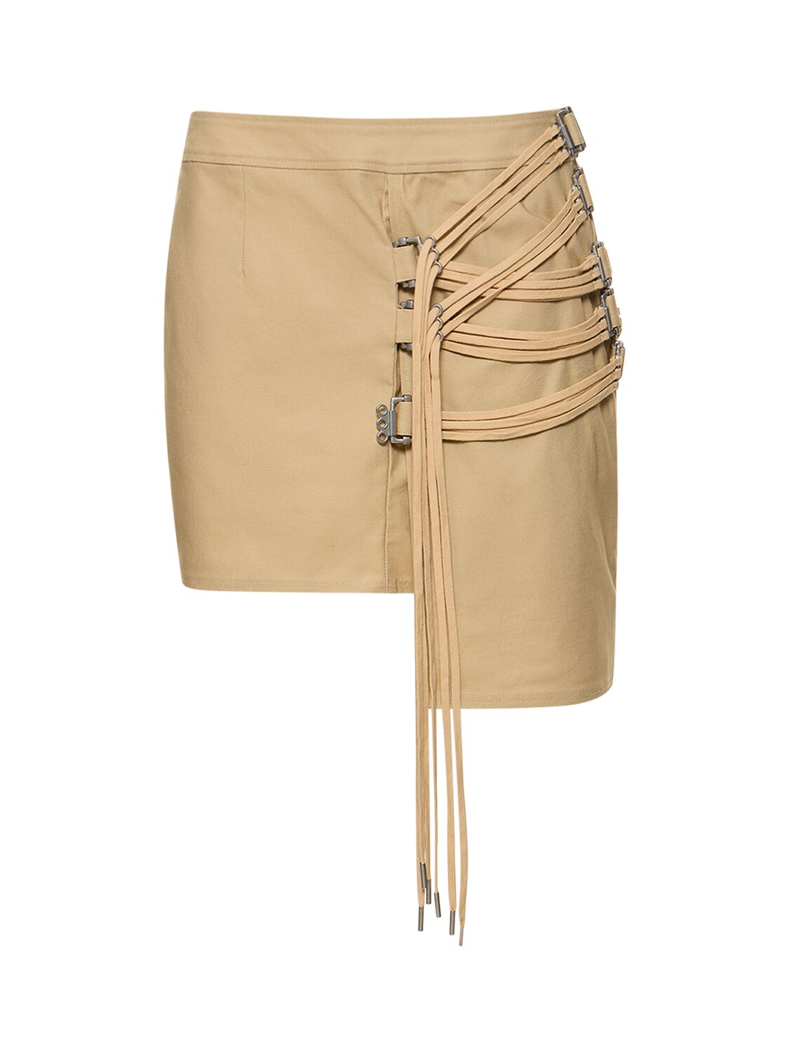 Cannari Concept Mini Cotton Skirt W/ Strings In Beige