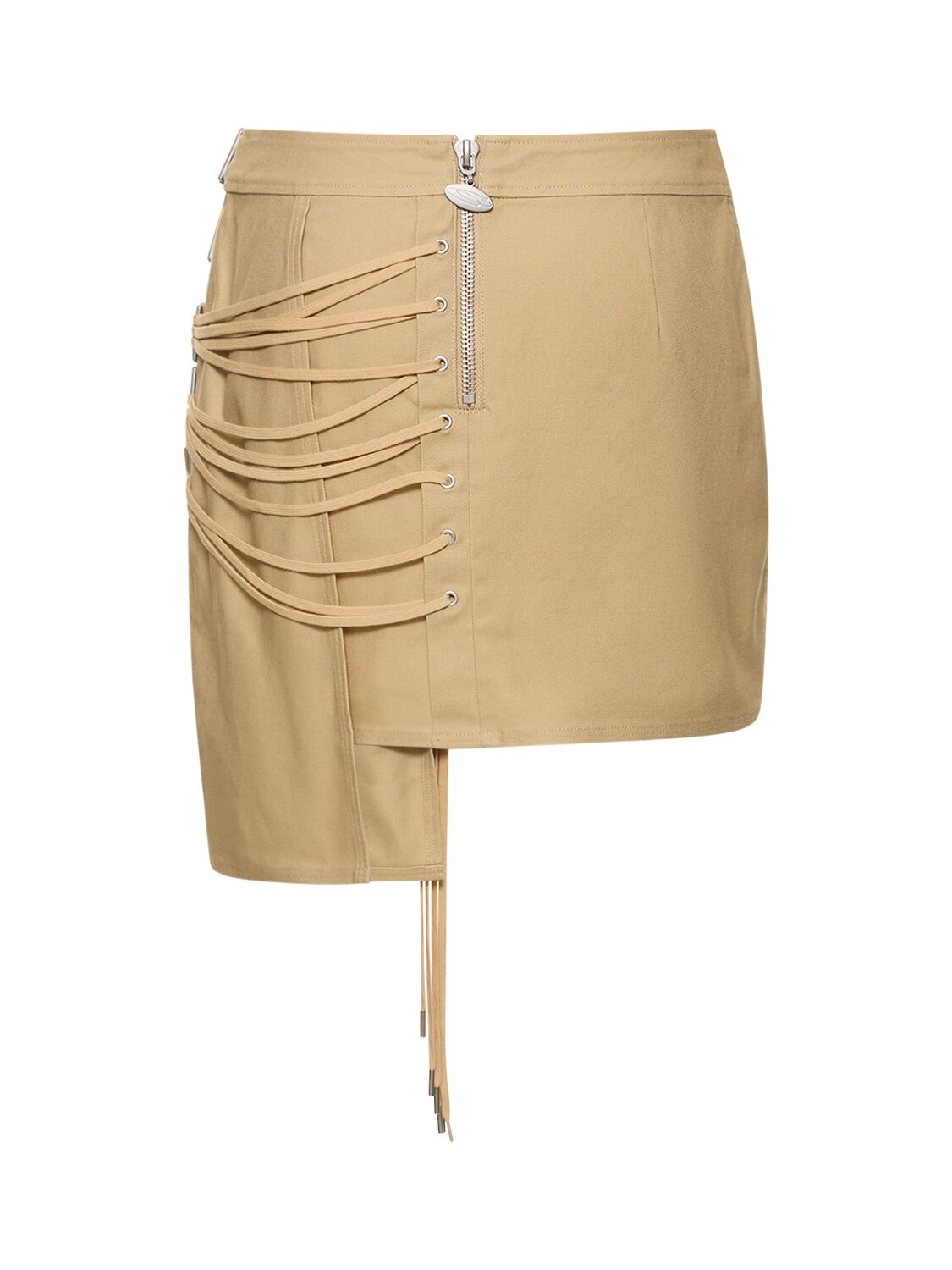 Shop Cannari Concept Mini Cotton Skirt W/ Strings In Beige