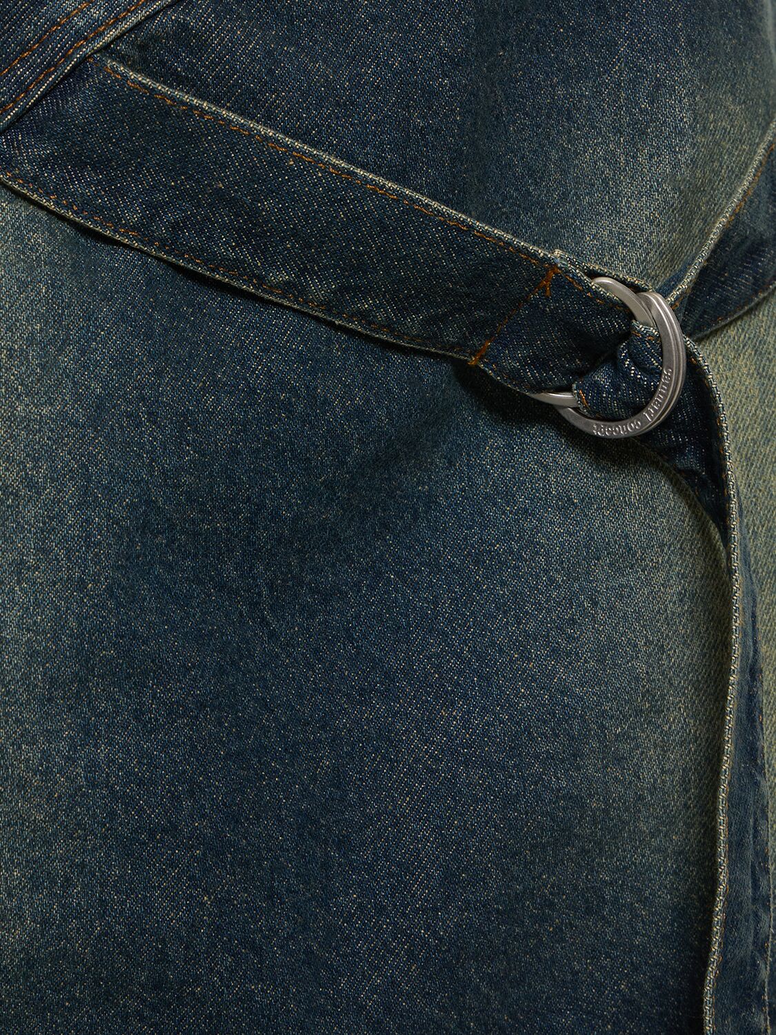 Shop Cannari Concept Cotton Denim Mini Skirt W/ D-ring In Blue