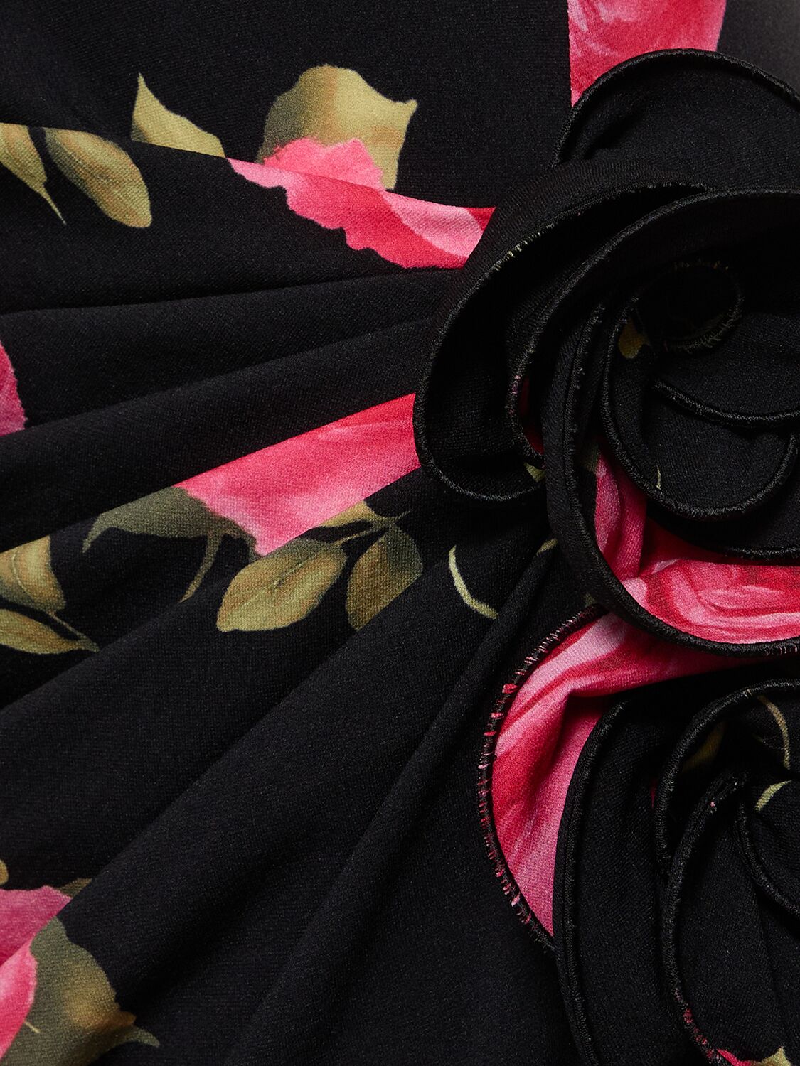 Shop Magda Butrym Rose Printed Draped Jersey Long Dress In 블랙,핑크