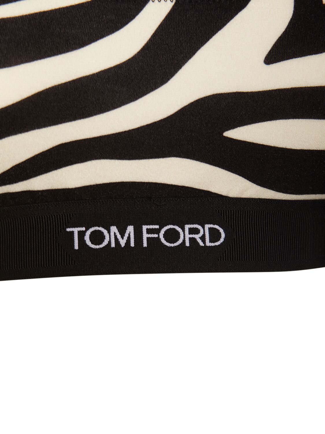 TOM FORD Zebra Printed Signature Bralette in Ecru & Black