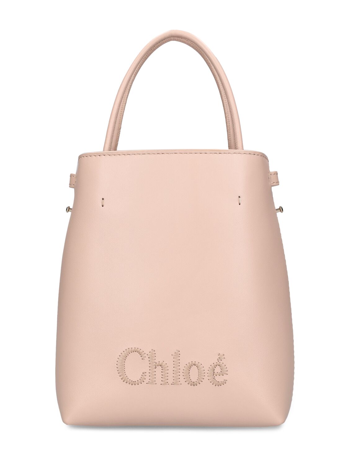Chloé Sense Leather Top Handle Bag In Cement Pink