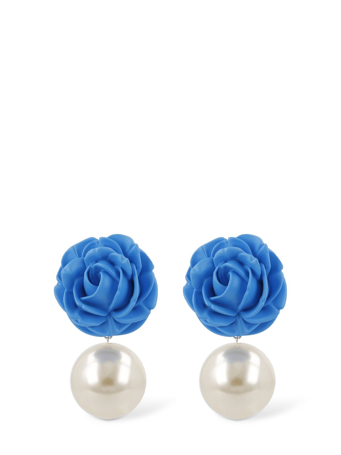 Image of Rose & Faux Pearl Pendant Earrings