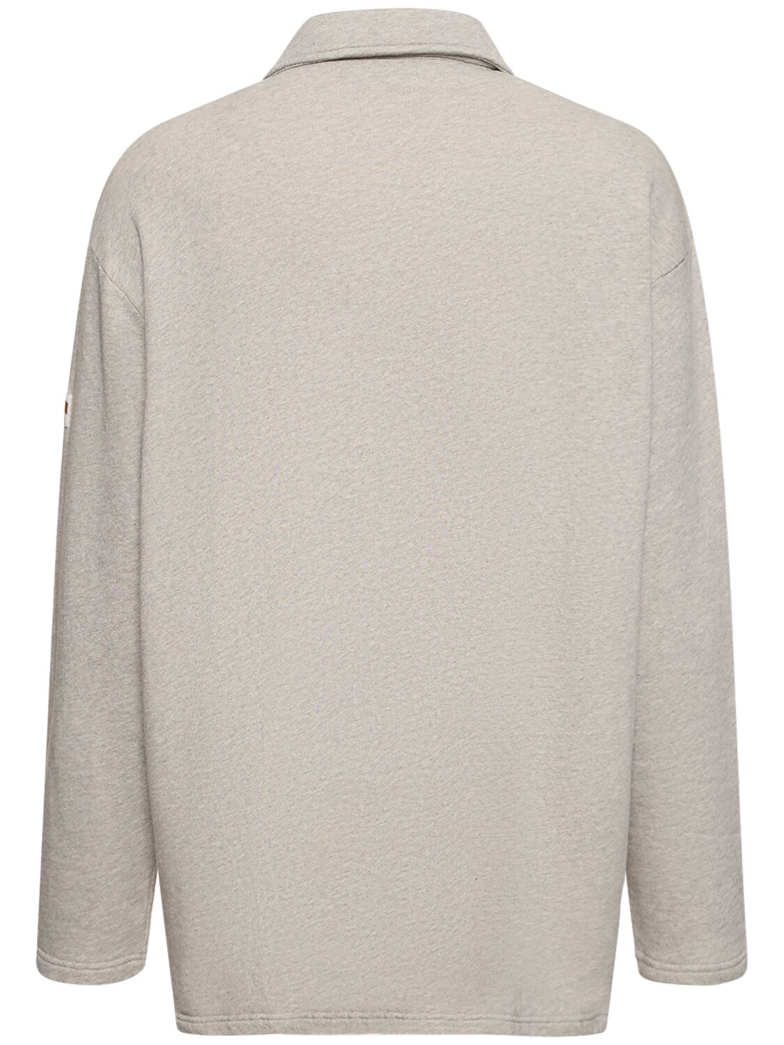 Shop Martine Rose Logo Print Half-zip Cotton Polo Sweater In Grey