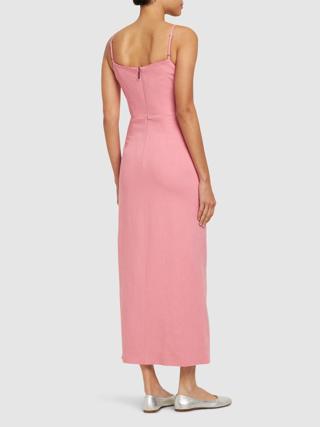 Shop Msgm Viscose Blend Midi Dress W/bow In Pink