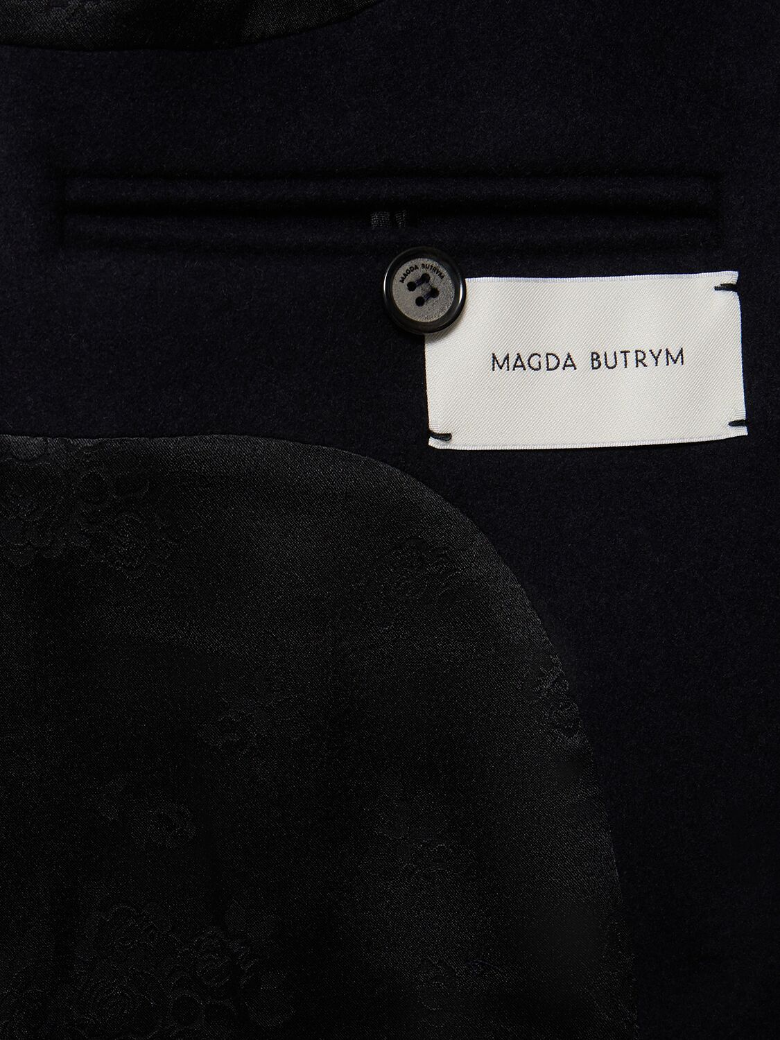 Shop Magda Butrym Wool Blend Double Breasted Coat In Navy
