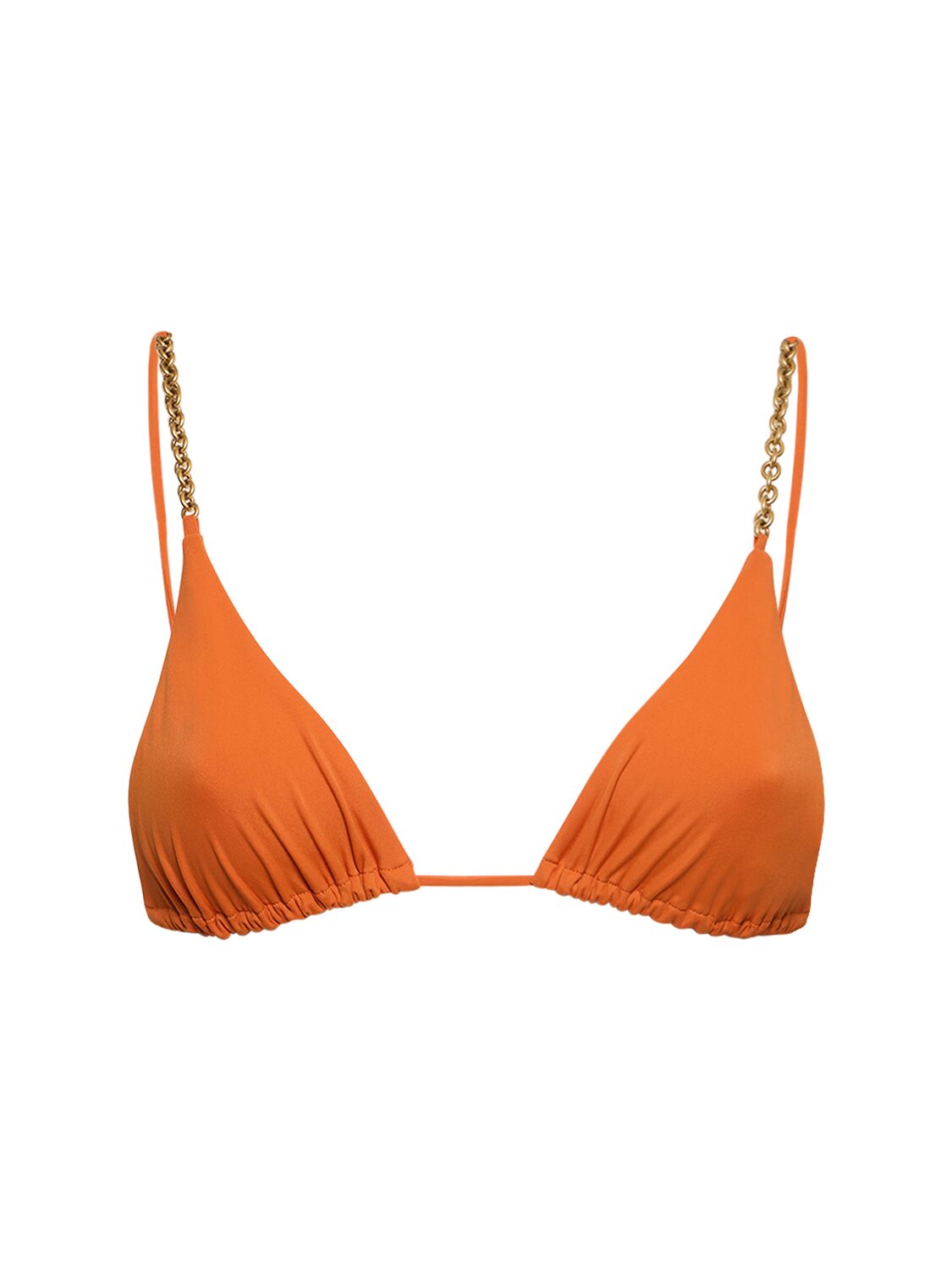 Saint Laurent Nylon Triangle Bikini Top In Orange