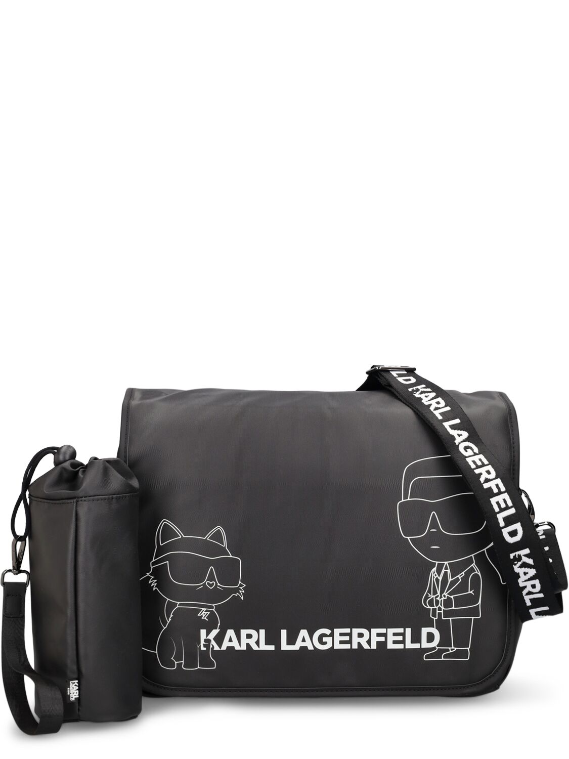 Karl Lagerfeld Kids' Nylon Changing Bag, Mat & Bottle Holder In Schwarz
