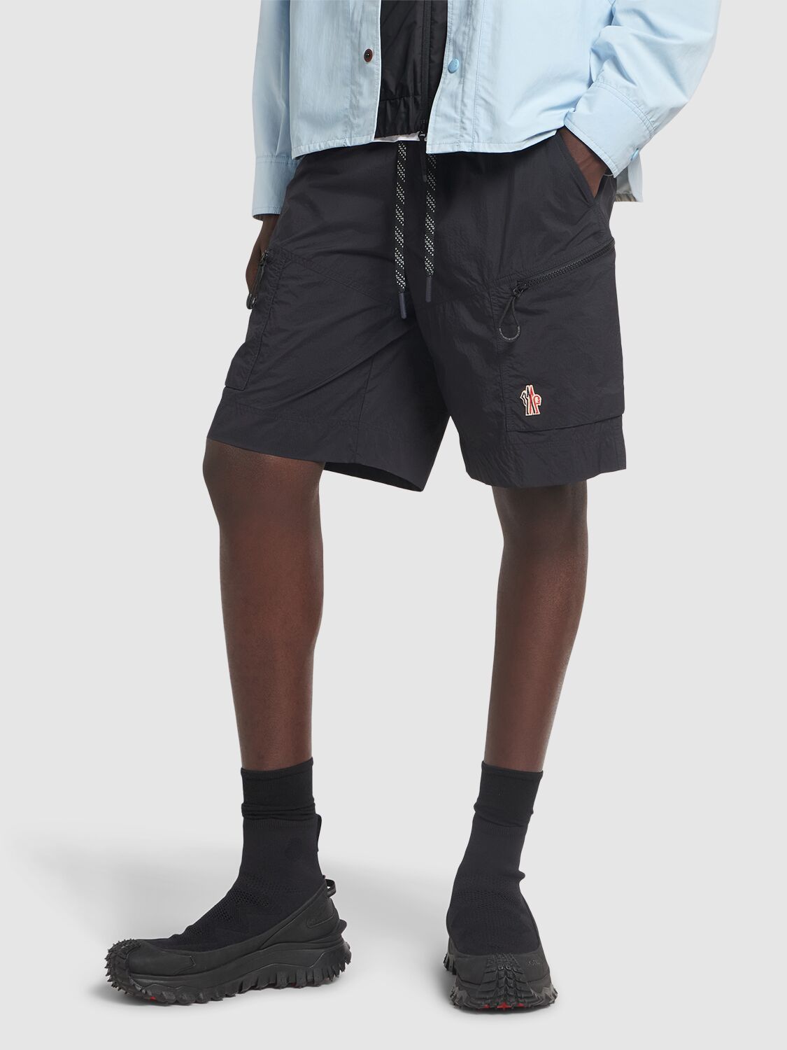 Shop Moncler Ripstop Nylon Shorts In Black