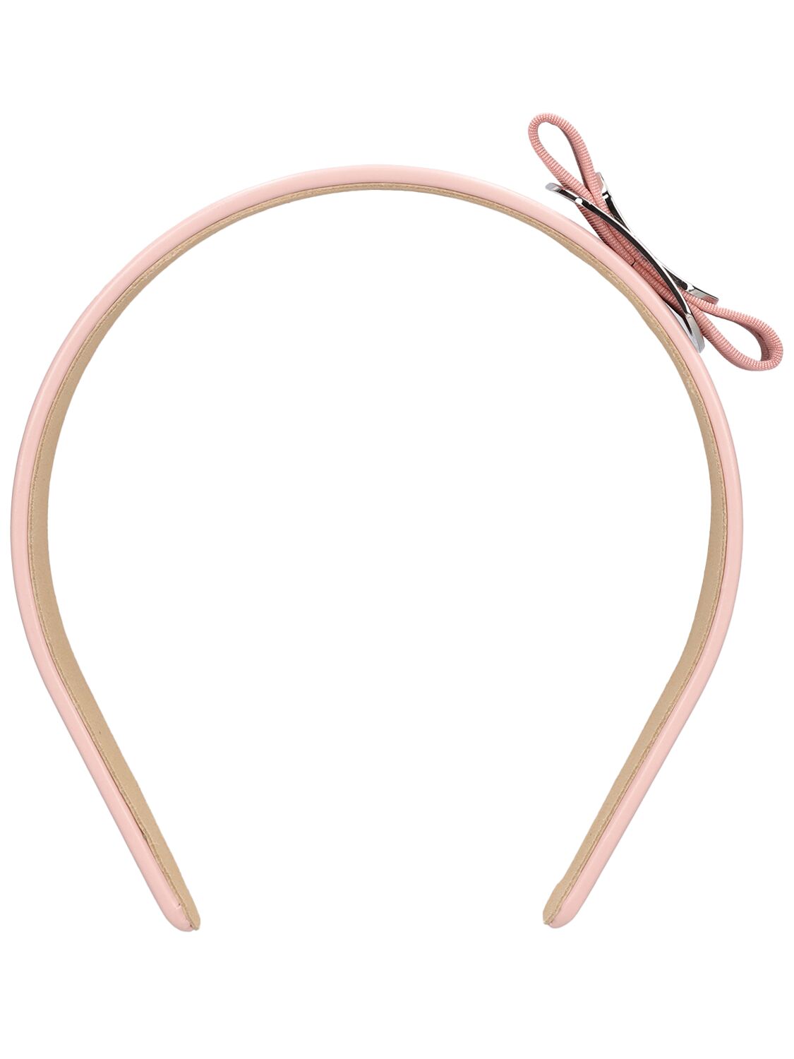 Shop Ferragamo Plate Leather Headband In Pink,silver
