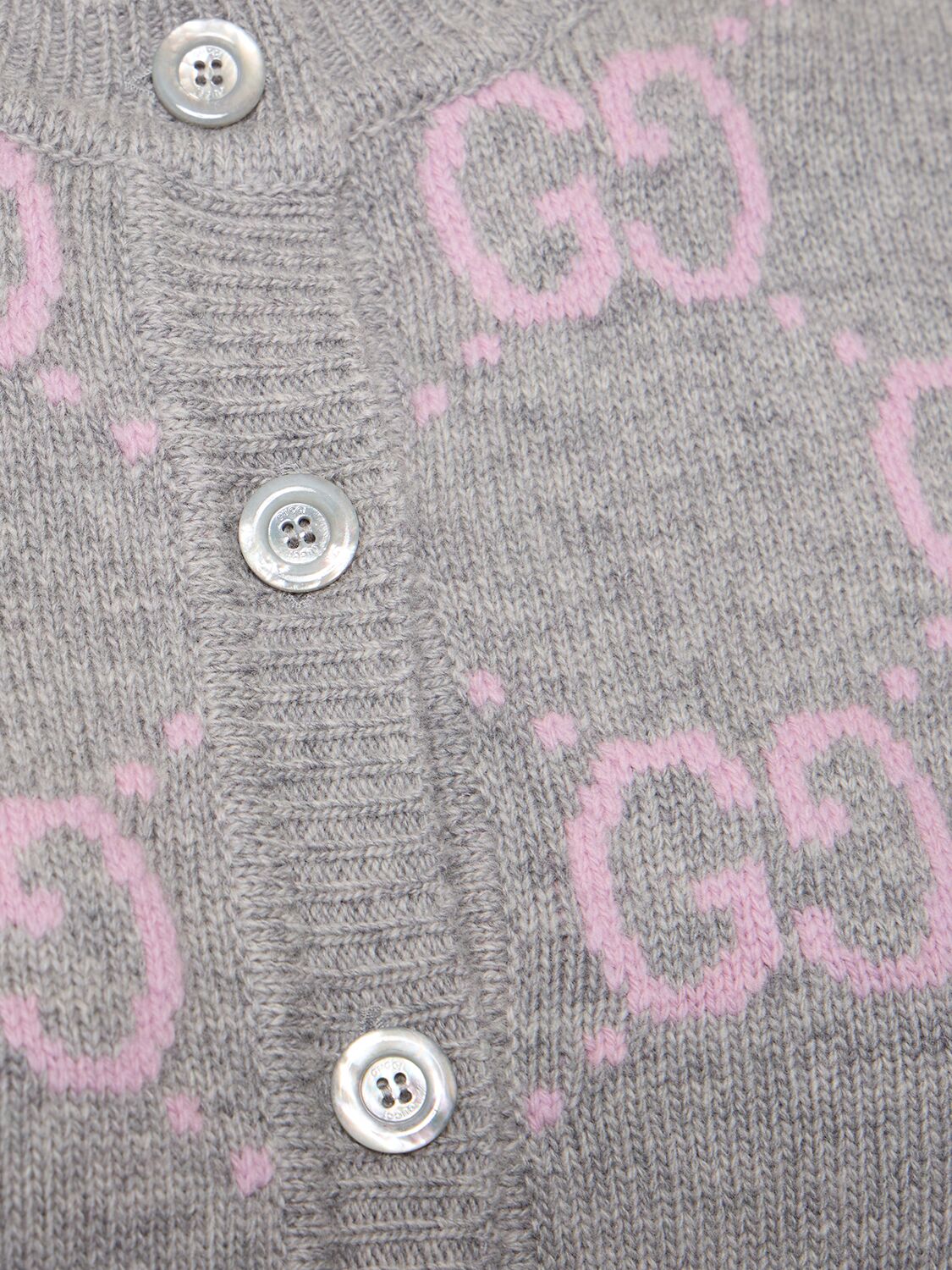 Shop Gucci Gg Knit Wool Cardigan In Light Grey