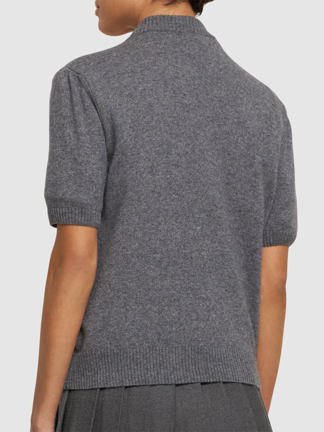 Shop Msgm Wool Blend Short Sleeve Sweater In Grey