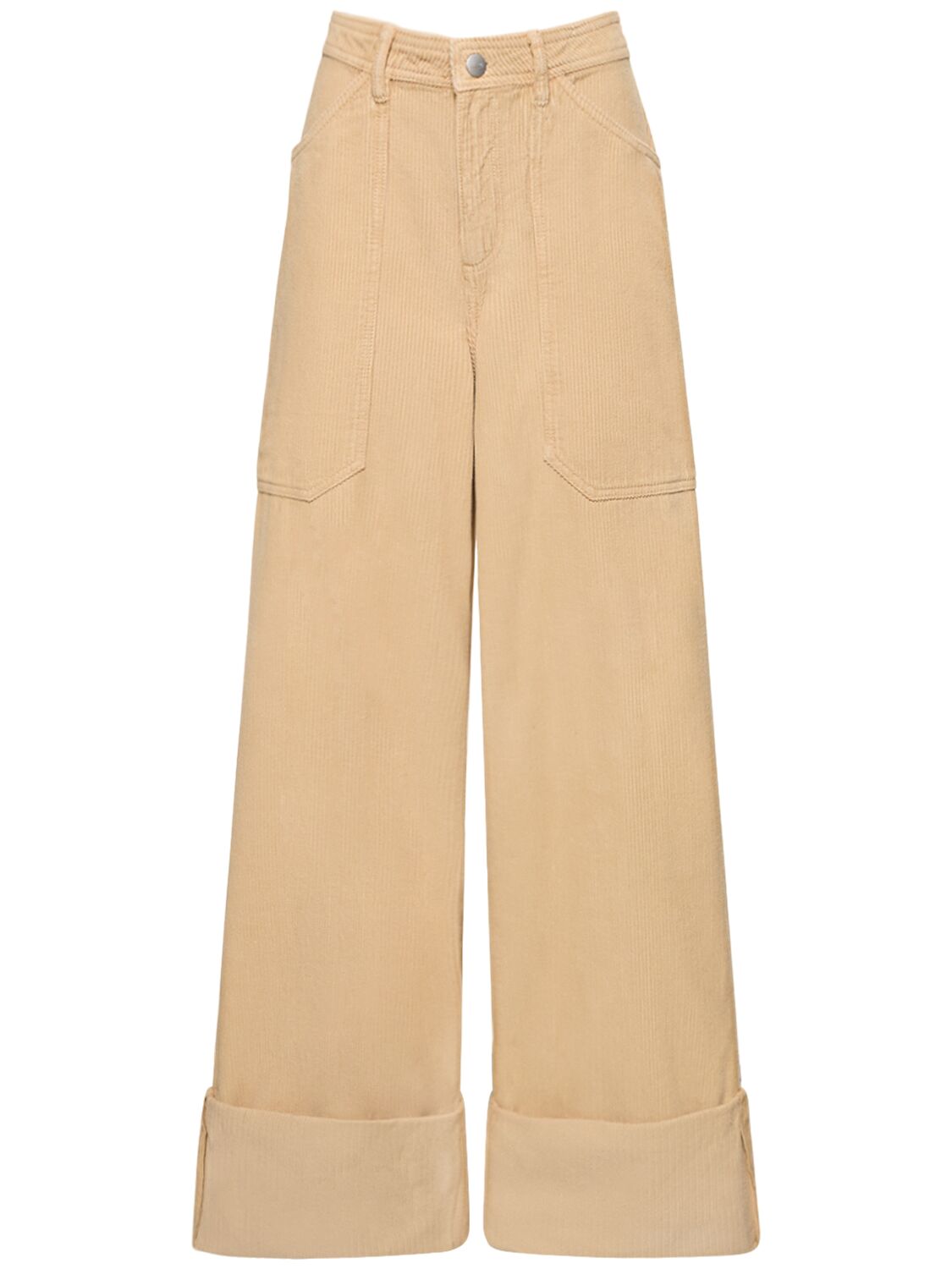 Cannari Concept Velvet Cotton Cuffed Pants In Beige