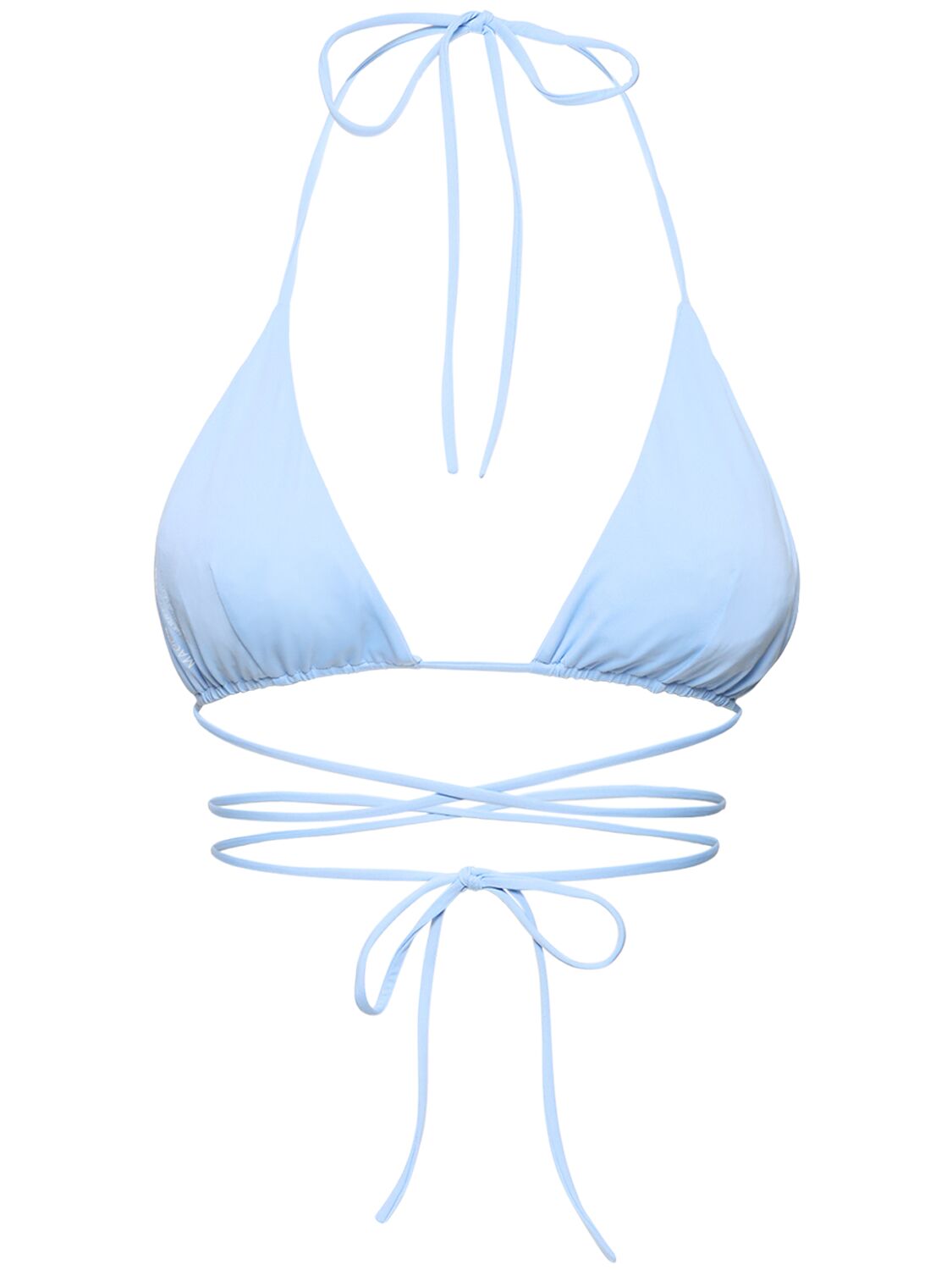 Shop Magda Butrym 3d Flower Tech Triangle Bikini Top In Light Blue
