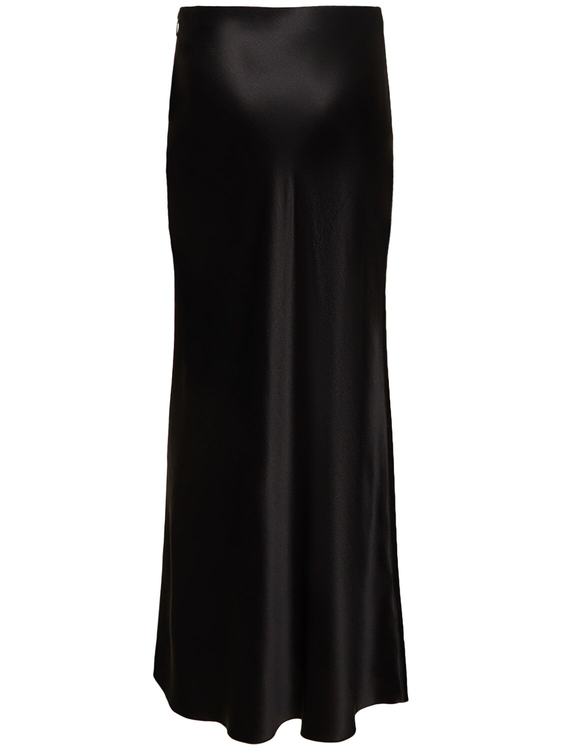 Shop Saint Laurent Crepe Satin Long Skirt In Black