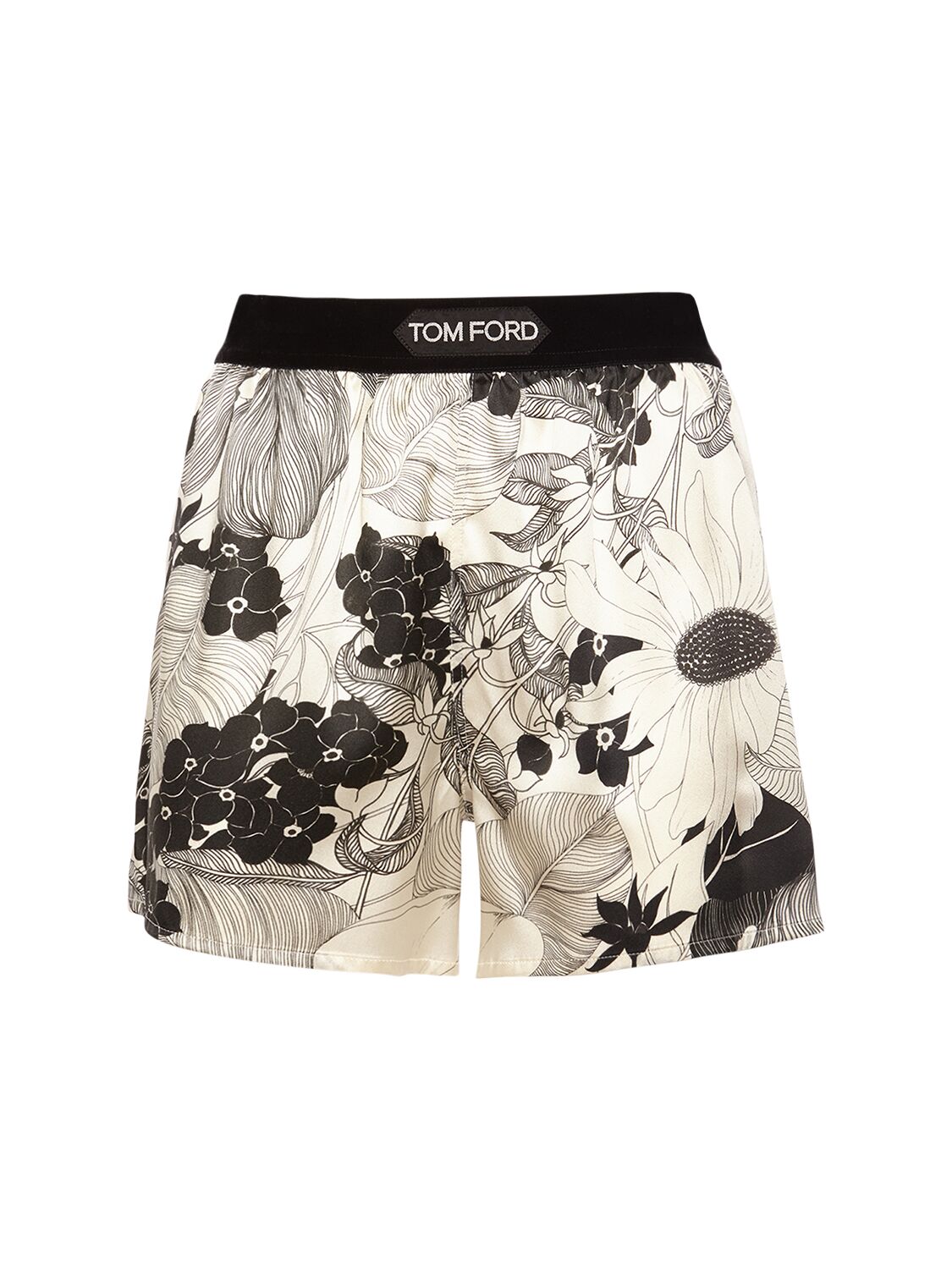 Shop Tom Ford Floral Printed Silk Satin Boxers In Multicolor