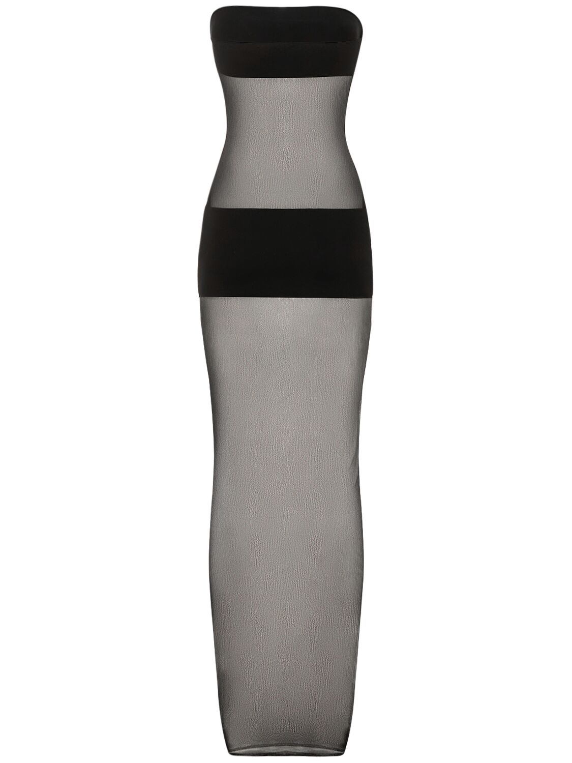 Shop Monot Strapless Viscose Mesh Dress W/ Bands In Black