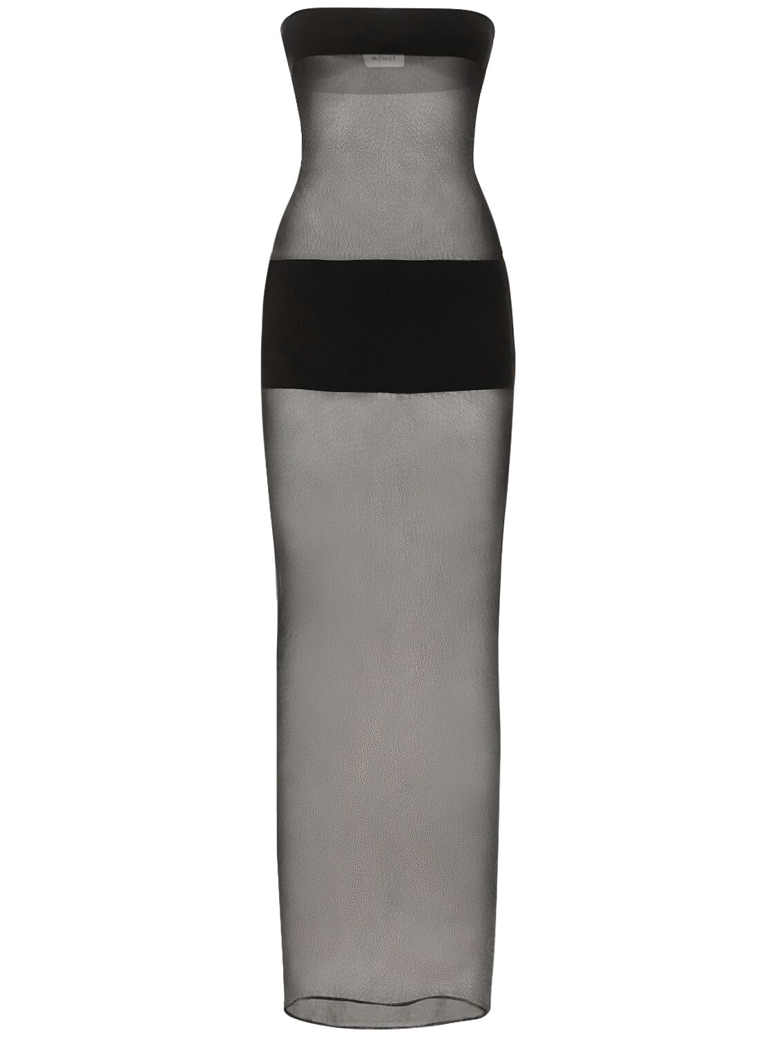 Monot Strapless Viscose Mesh Dress W/ Bands In Black