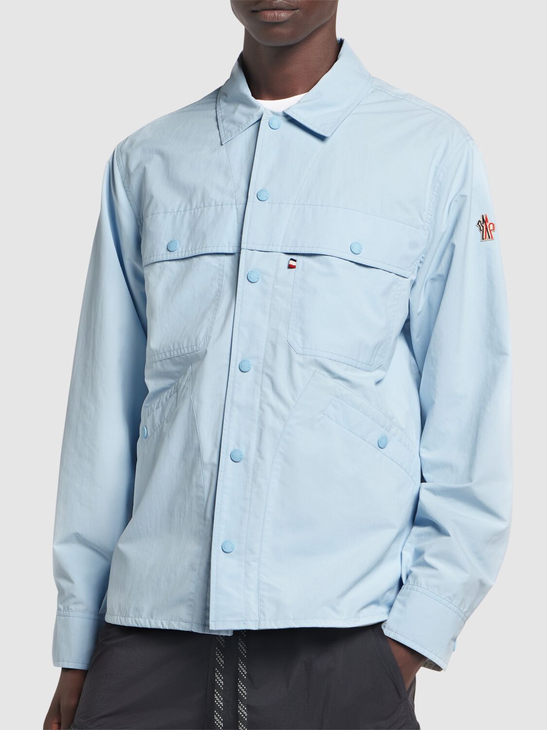 Shop Moncler Nax Tech Shirt Jacket In Blue