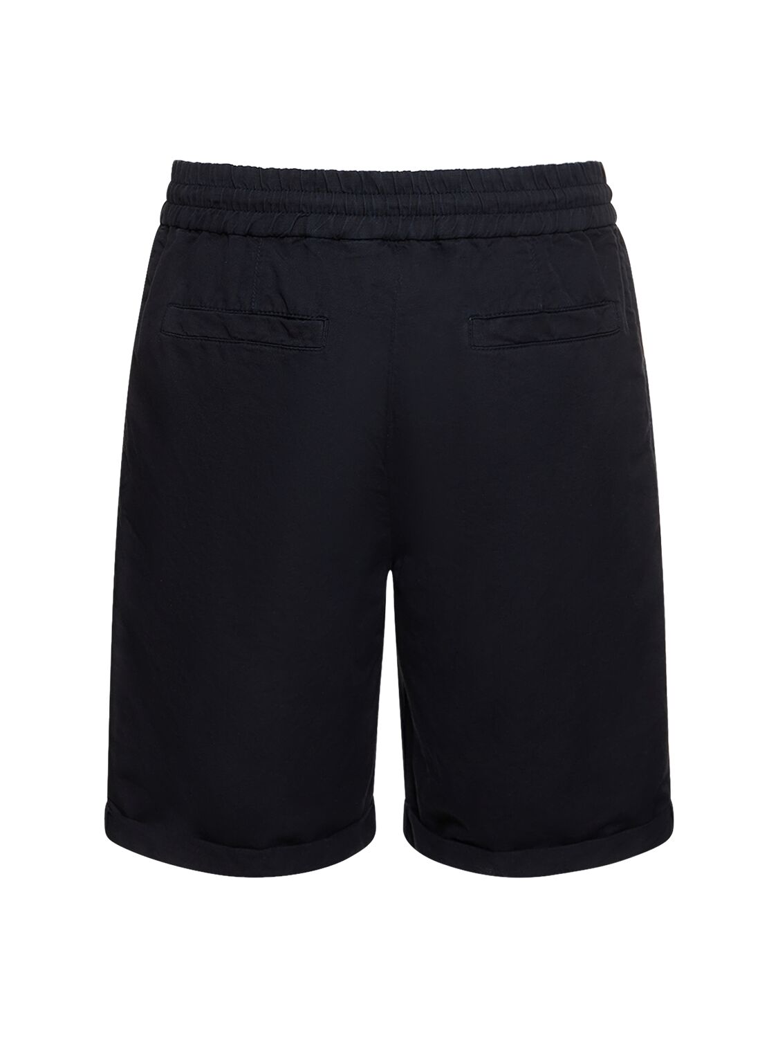 Shop Brunello Cucinelli Cotton & Linen Bermuda Shorts In Navy