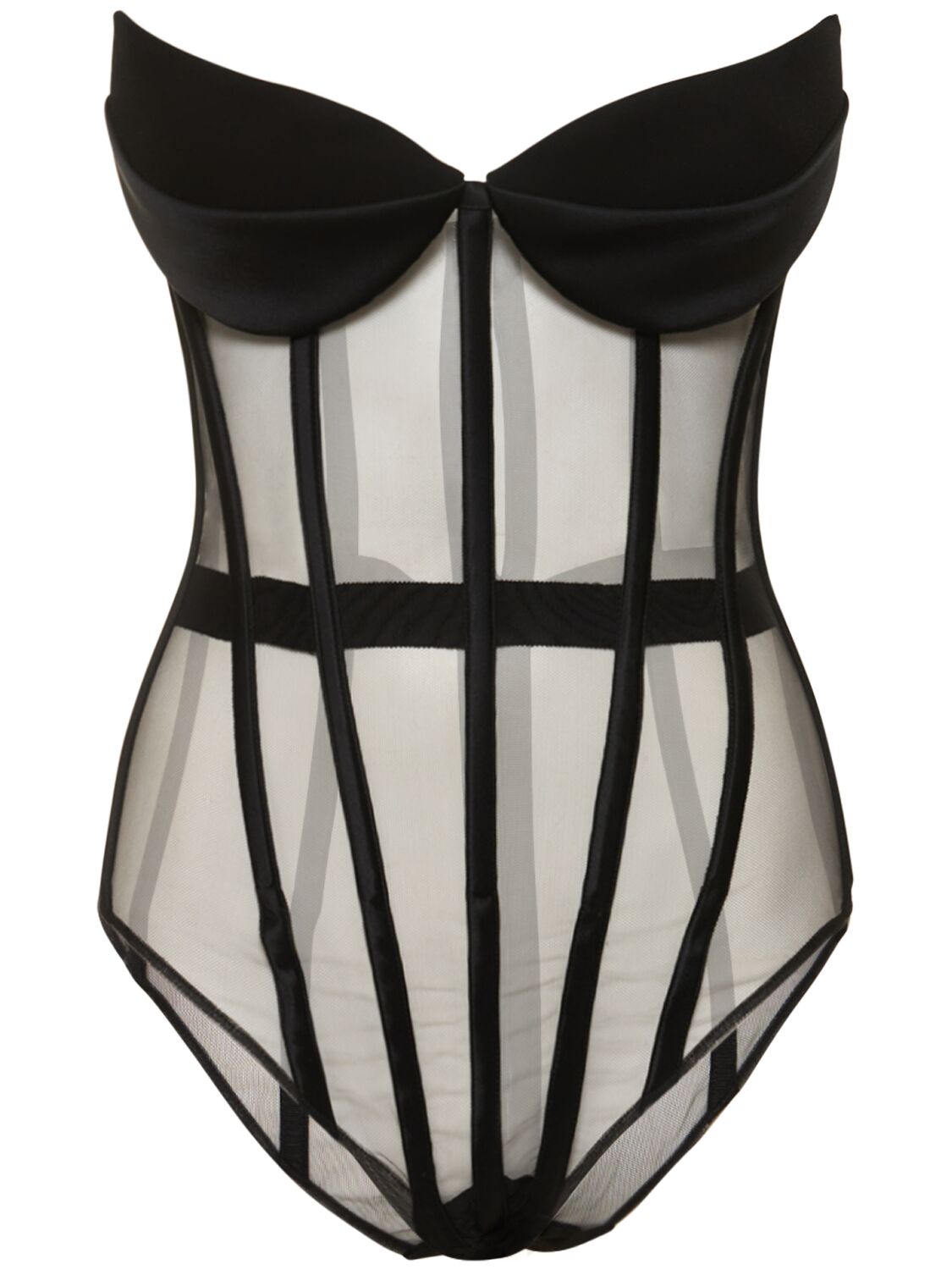 Image of Strapless Crepe Bustier Bodysuit