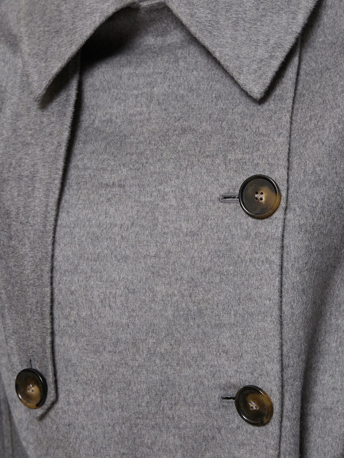 Shop Stella Mccartney Wool Double Breasted Belted Coat In Grey