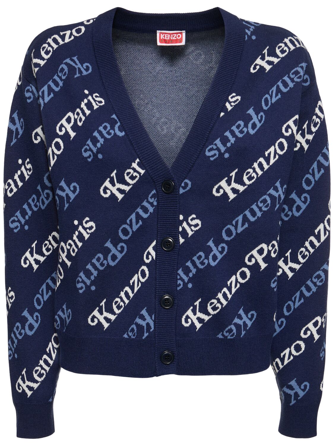 Shop Kenzo X Verdy Cotton & Wool Cardigan In Blue