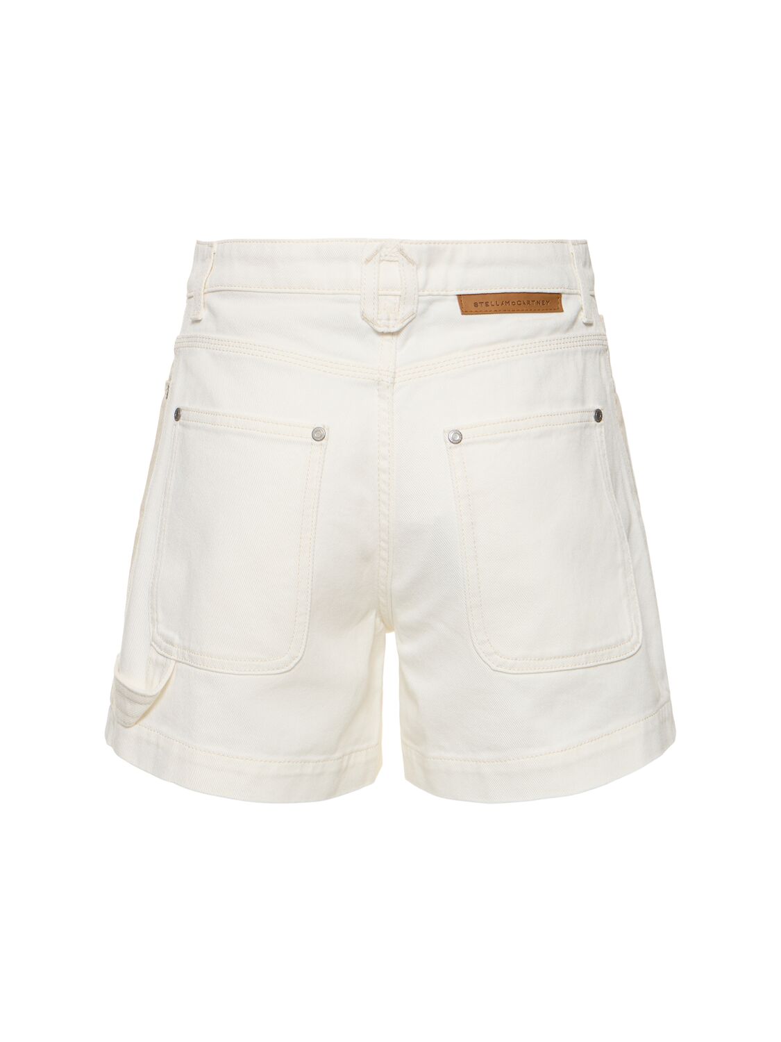 Shop Stella Mccartney Denim Mid Waist Shorts In Ecru