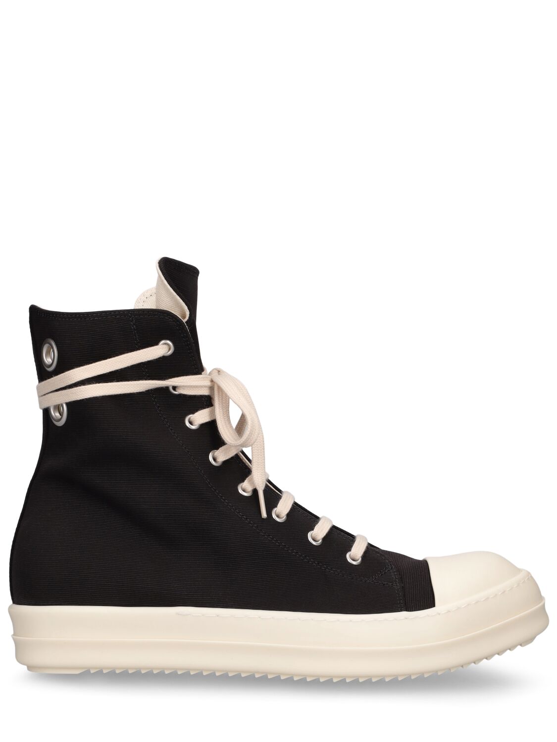 Rick Owens Drkshdw Lace-up High-top Casual Shoes In Black,milk