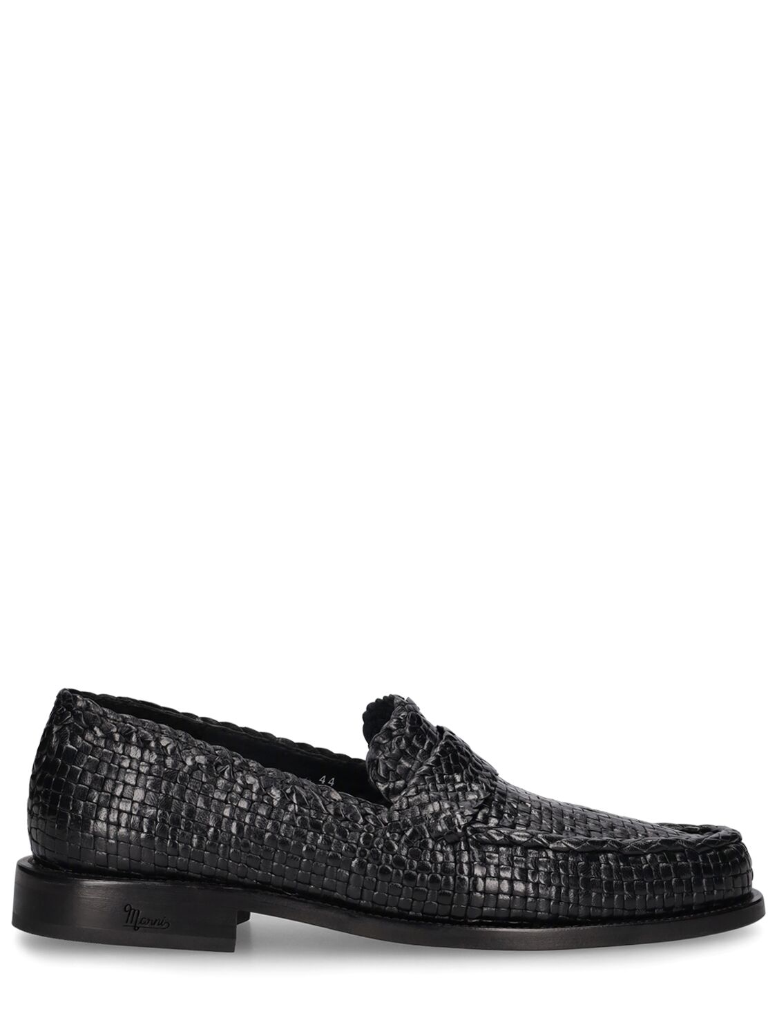 Shop Marni 20mm Woven Leather Loafers In Black