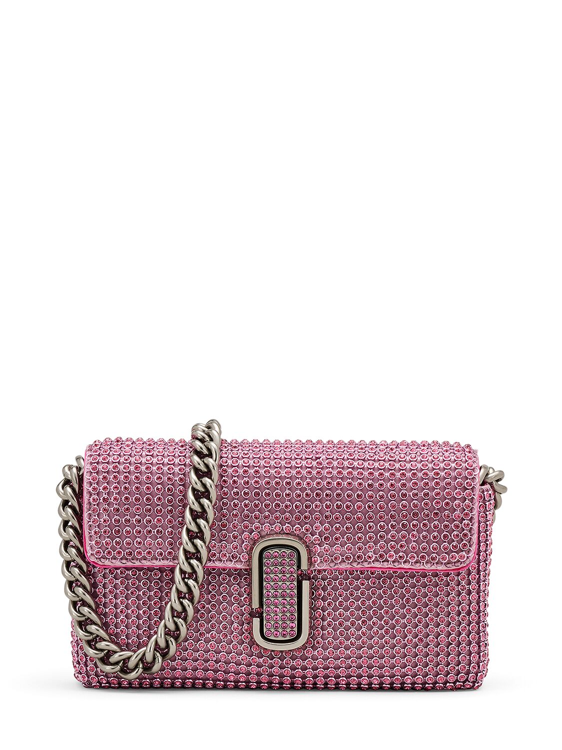 Shop Marc Jacobs The Mini Rhinestone Shoulder Bag In Petal Pink