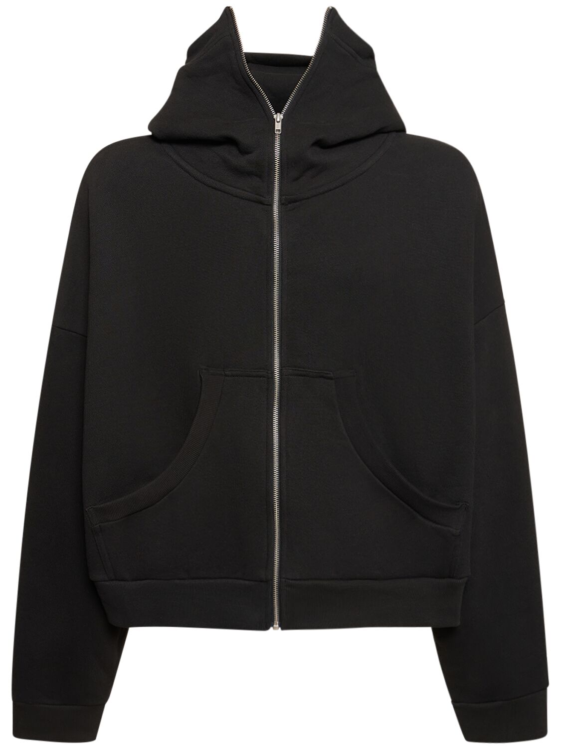 Entire Studios Washed Cotton Full-zip Hoodie In Soot