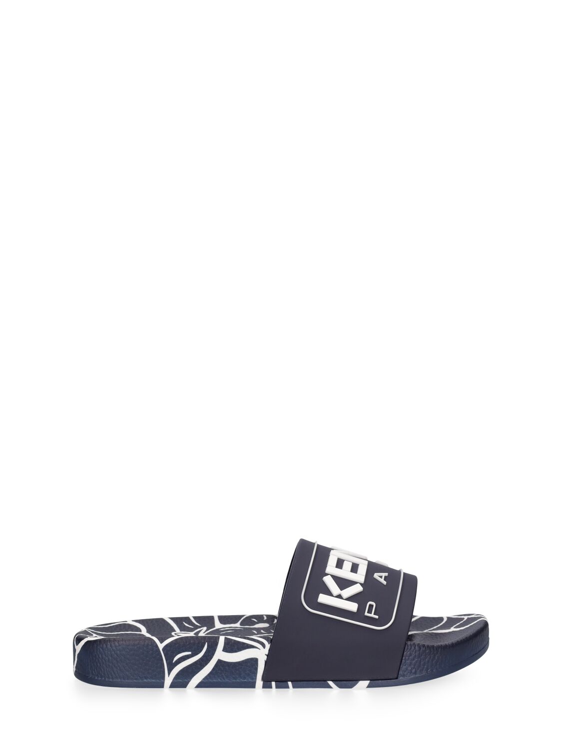 Kenzo Kids' Logo Rubber Slide Sandals In Navy